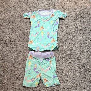 Little Sleepies Mint Green Mermaid Short Sleeve Pajama Set with Purple Accents